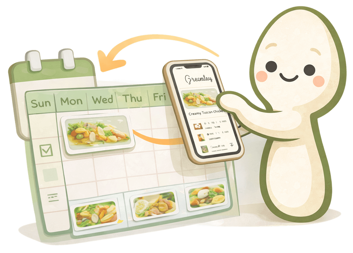 Plan meals on weekly calendar
